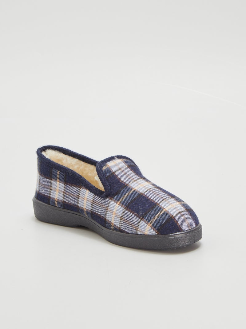 Pantufas forradas com motivo aos 'quadrados' AZUL - Kiabi