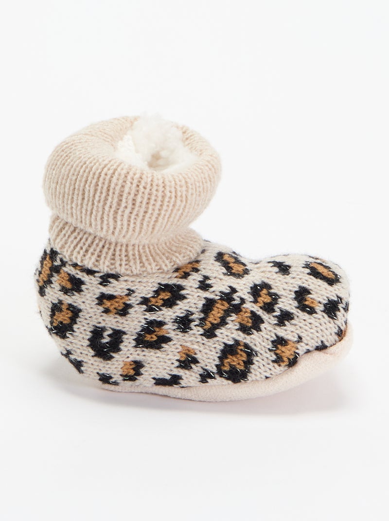 Pantufas forradas com padrão Bege - Kiabi
