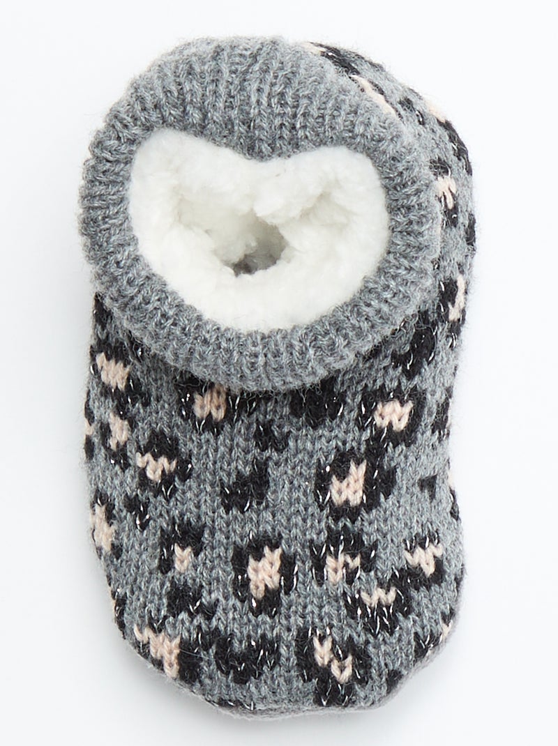 Pantufas forradas com padrão Cinza - Kiabi