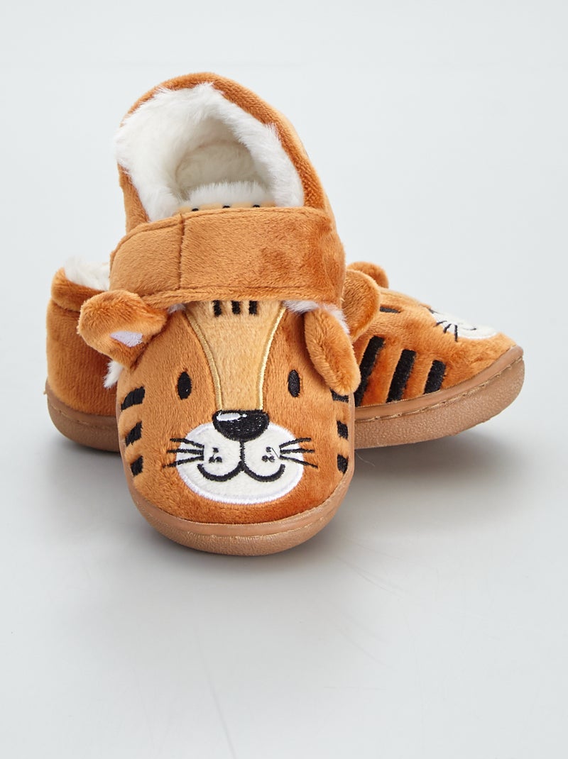 Pantufas forradas de veludo 'castor' Laranja - Kiabi