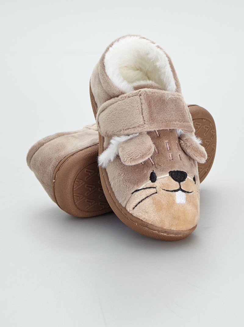 Pantufas forradas de veludo 'castor' Toupeira - Kiabi