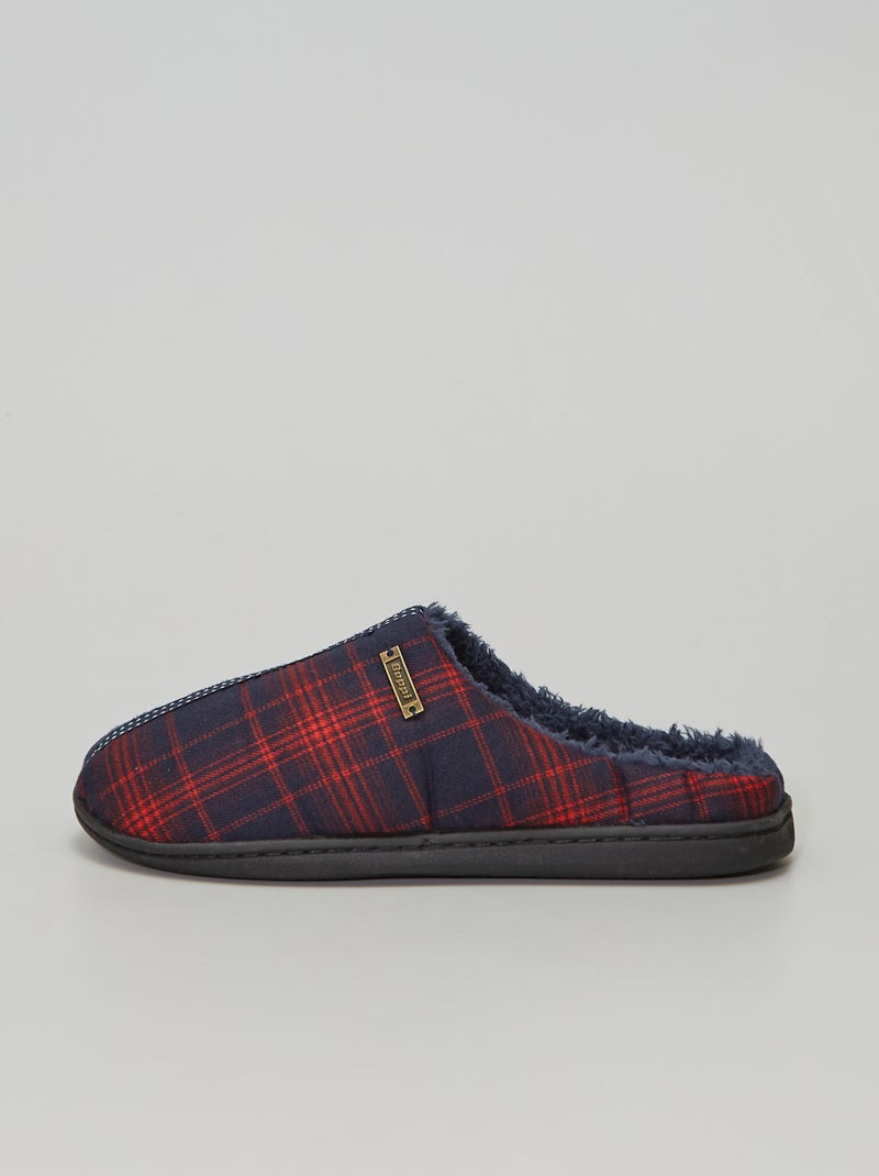 Pantufas forradas em dois materiais AZUL - Kiabi