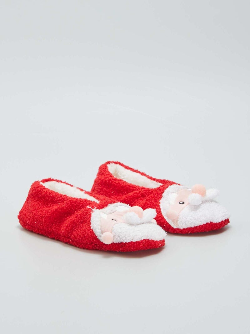 Pantufas forradas 'Natal' VERMELHO - Kiabi
