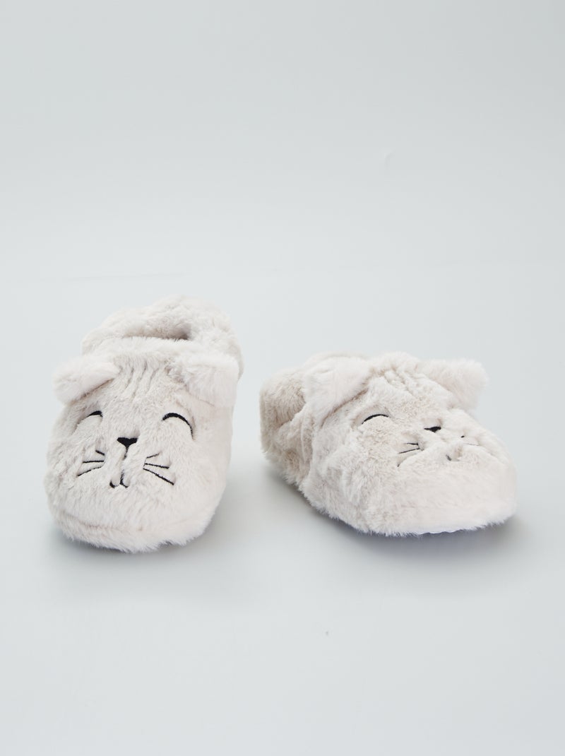 Pantufas macias gato BEGE - Kiabi