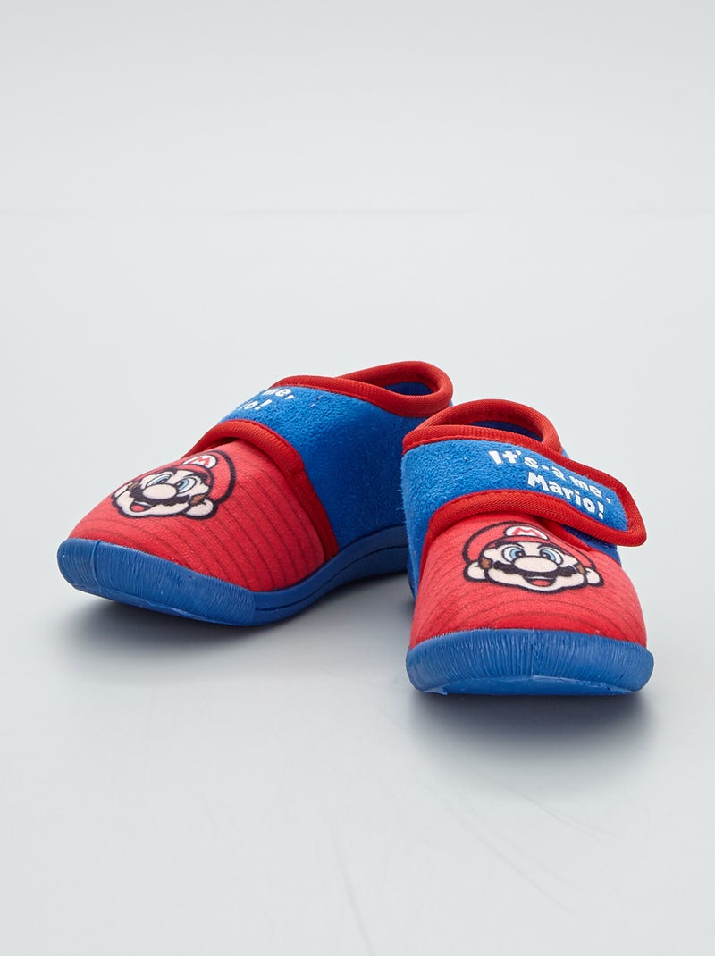 Pantufas 'Mário' de veludo VERMELHO - Kiabi