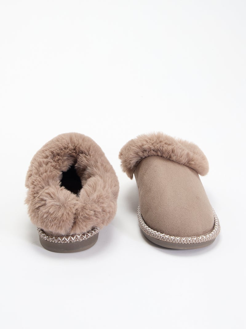 Pantufas mules forradas Bege - Kiabi