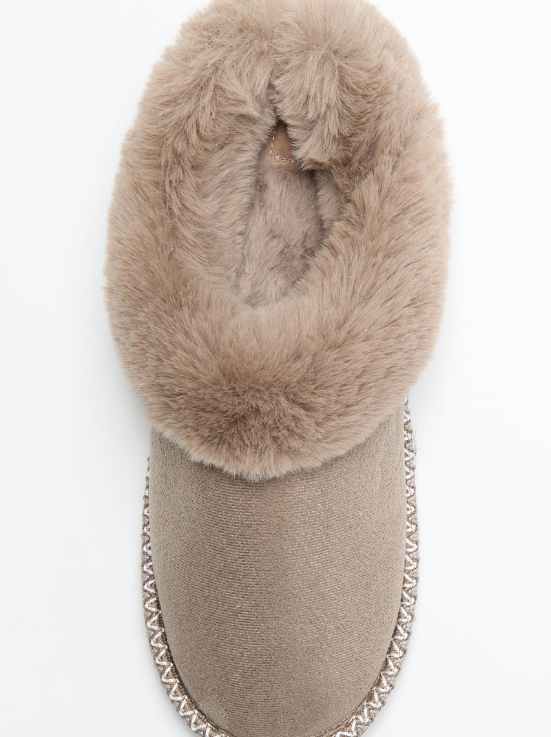 Pantufas mules forradas Bege - Kiabi