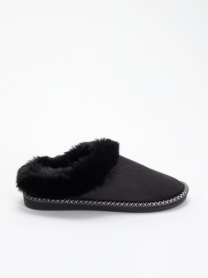 Pantufas mules forradas Preto - Kiabi