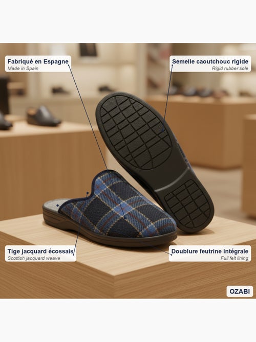 Pantufas mules para homem ozabi fabricadas em espanha, gáspea jacquard xadrez escocês - Kiabi Pantufas mules para homem ozabi fabricadas em espanha, gáspea jacquard xadrez escocês - Kiabi