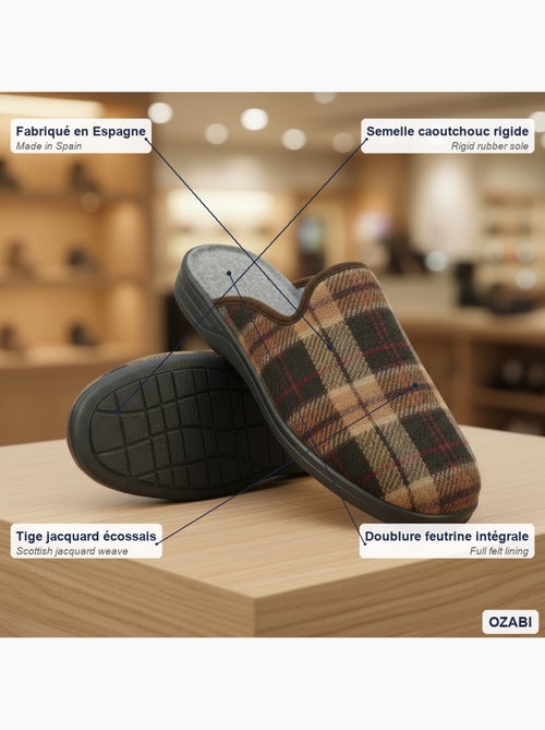 Pantufas mules para homem ozabi fabricadas em espanha, gáspea jacquard xadrez escocês - Kiabi Pantufas mules para homem ozabi fabricadas em espanha, gáspea jacquard xadrez escocês - Kiabi