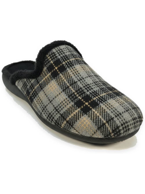 Pantufas mules para homem ozabi fabricadas em espanha, gáspea jacquard xadrez escocês - Kiabi Pantufas mules para homem ozabi fabricadas em espanha, gáspea jacquard xadrez escocês - Kiabi