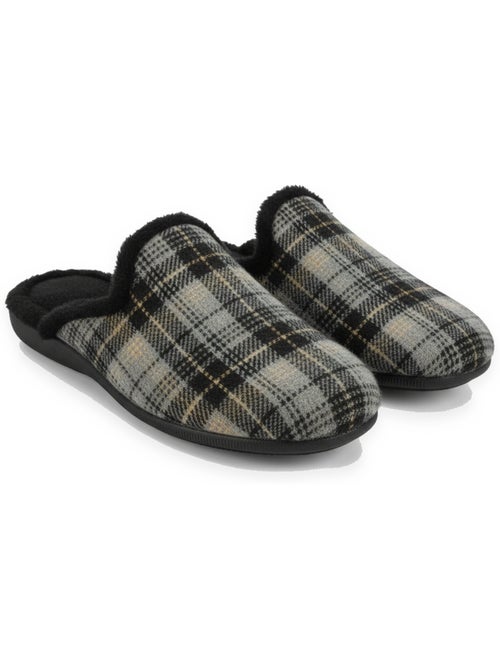 Pantufas mules para homem ozabi fabricadas em espanha, gáspea jacquard xadrez escocês - Kiabi Pantufas mules para homem ozabi fabricadas em espanha, gáspea jacquard xadrez escocês - Kiabi