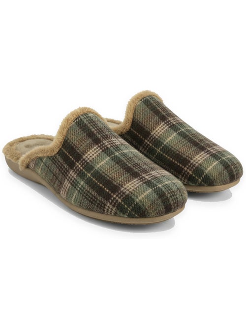 Pantufas mules para homem ozabi fabricadas em espanha, gáspea jacquard xadrez escocês - Kiabi Pantufas mules para homem ozabi fabricadas em espanha, gáspea jacquard xadrez escocês - Kiabi