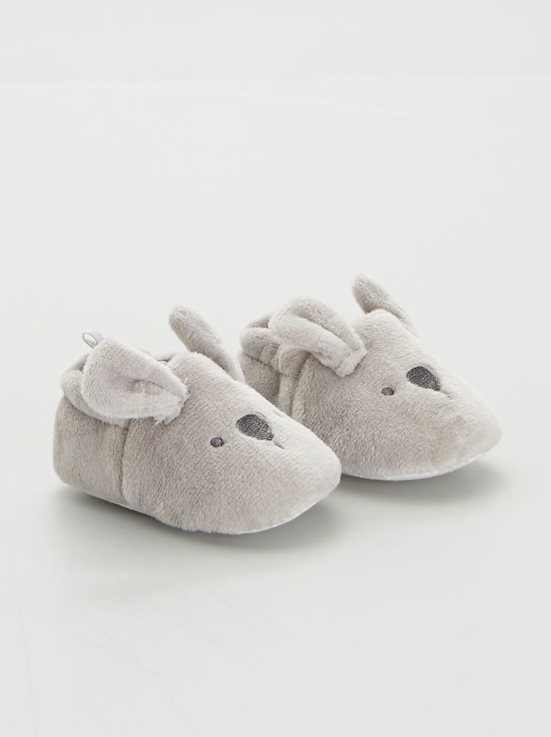 Pantufas para bebé em veludo Cinza - Kiabi