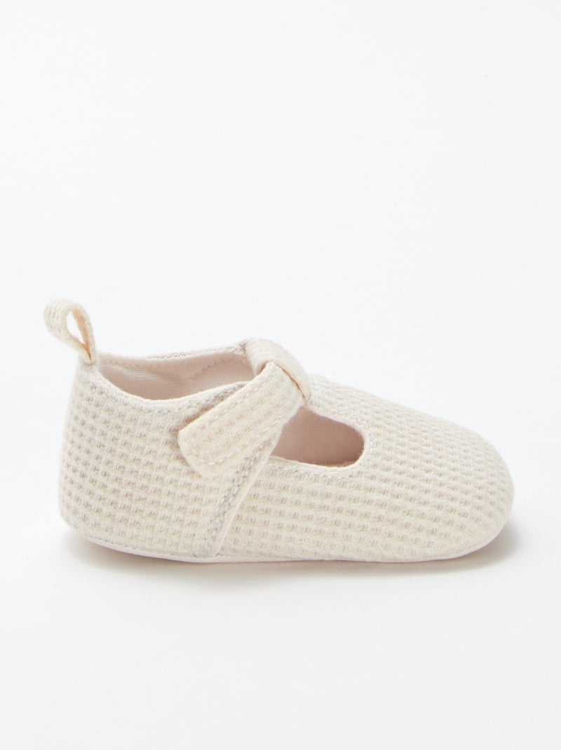 Pantufas semiabertas em gaze de algodão BEGE - Kiabi