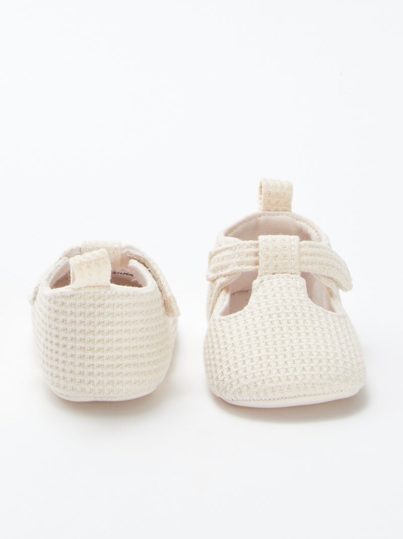 Pantufas semiabertas em gaze de algodão BEGE - Kiabi