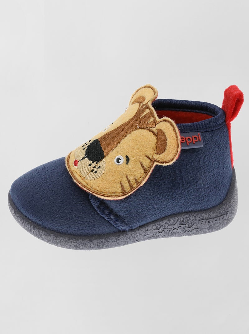 Pantufas subidas bordadas Azul - Kiabi