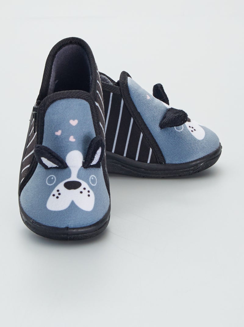 Pantufas subidas com cabeça de cão Cinza - Kiabi
