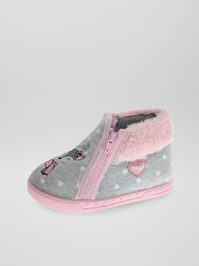 Pantufas subidas com fecho CINZA - Kiabi
