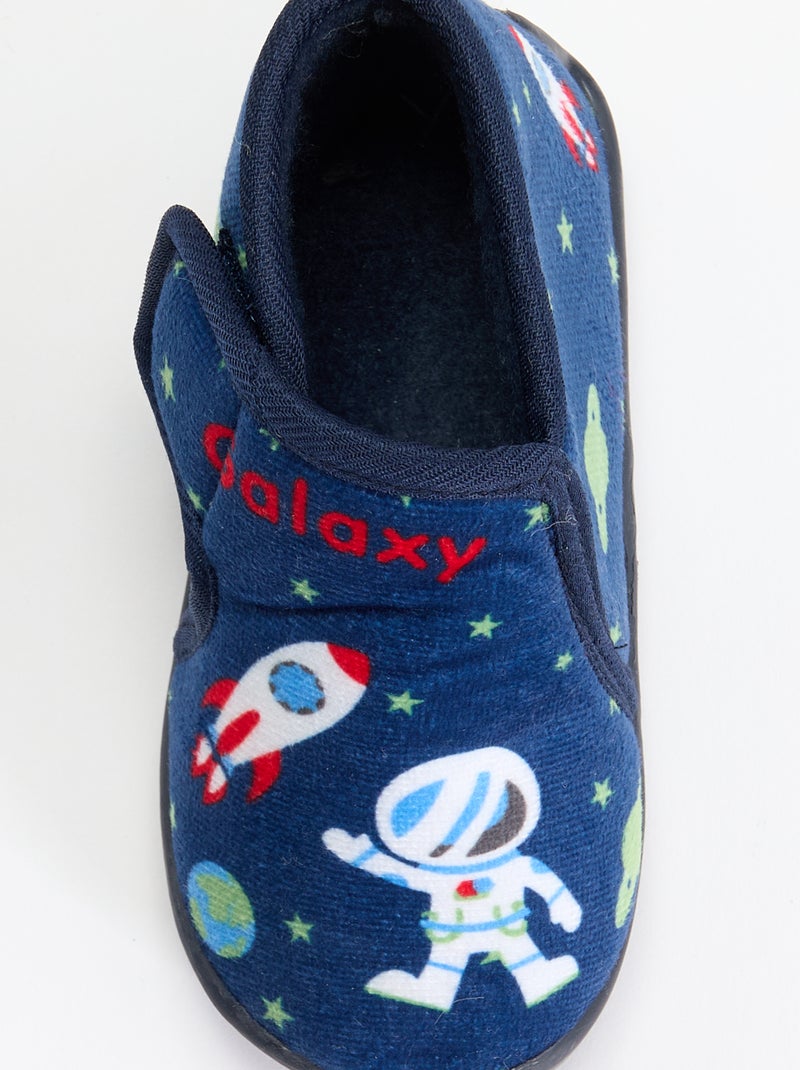 Pantufas subidas com fecho de velcro Azul - Kiabi