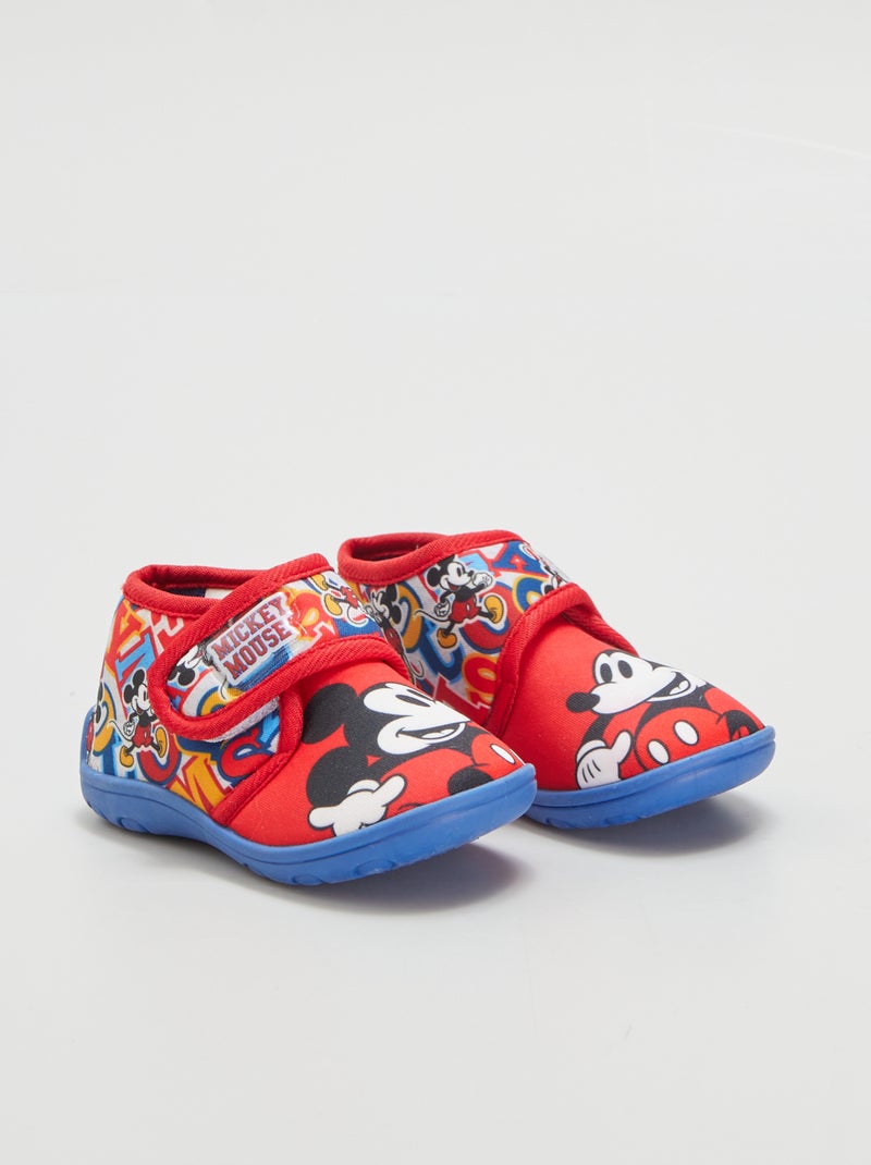 Pantufas subidas com tira de velcro 'Mickey' VERMELHO - Kiabi