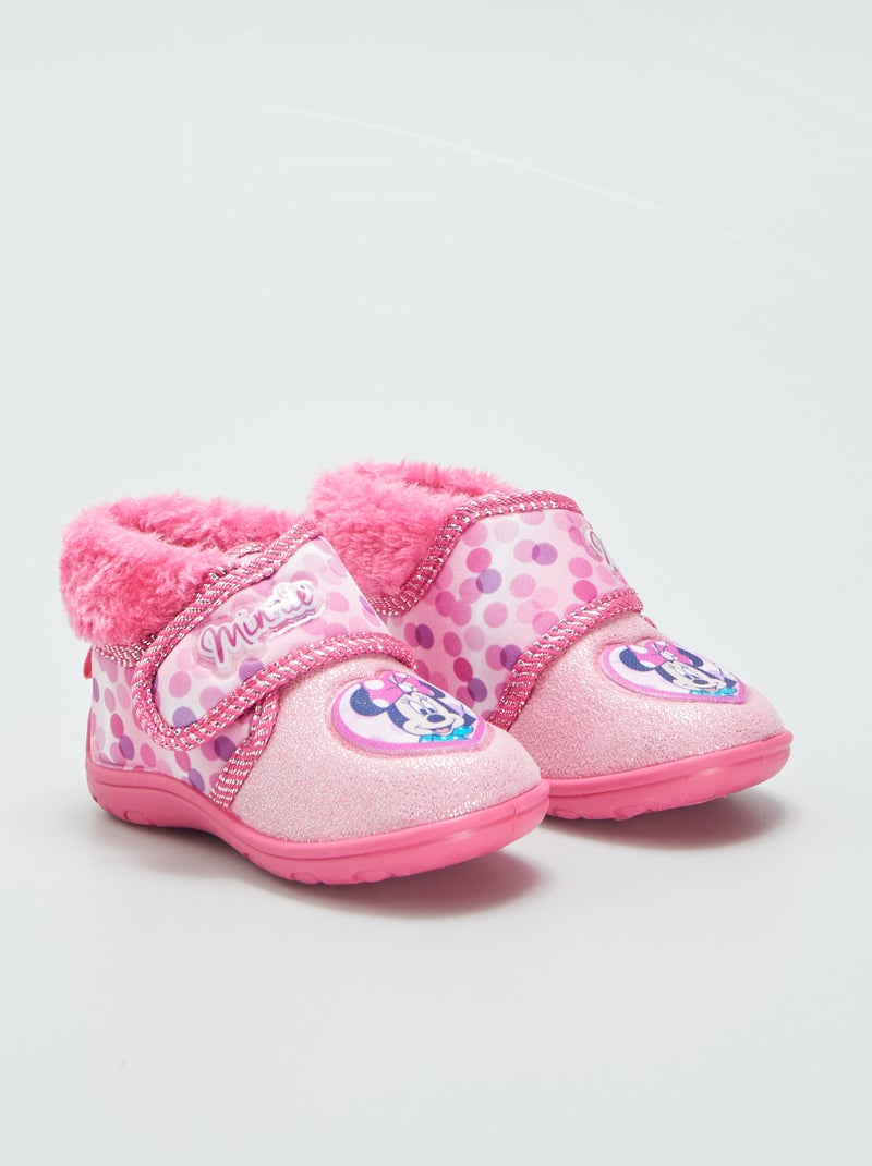 Pantufas subidas com velcro 'Minnie' ROSA - Kiabi