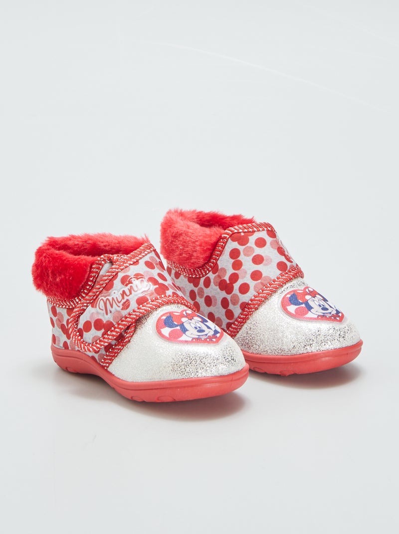 Pantufas subidas com velcro 'Minnie' VERMELHO - Kiabi