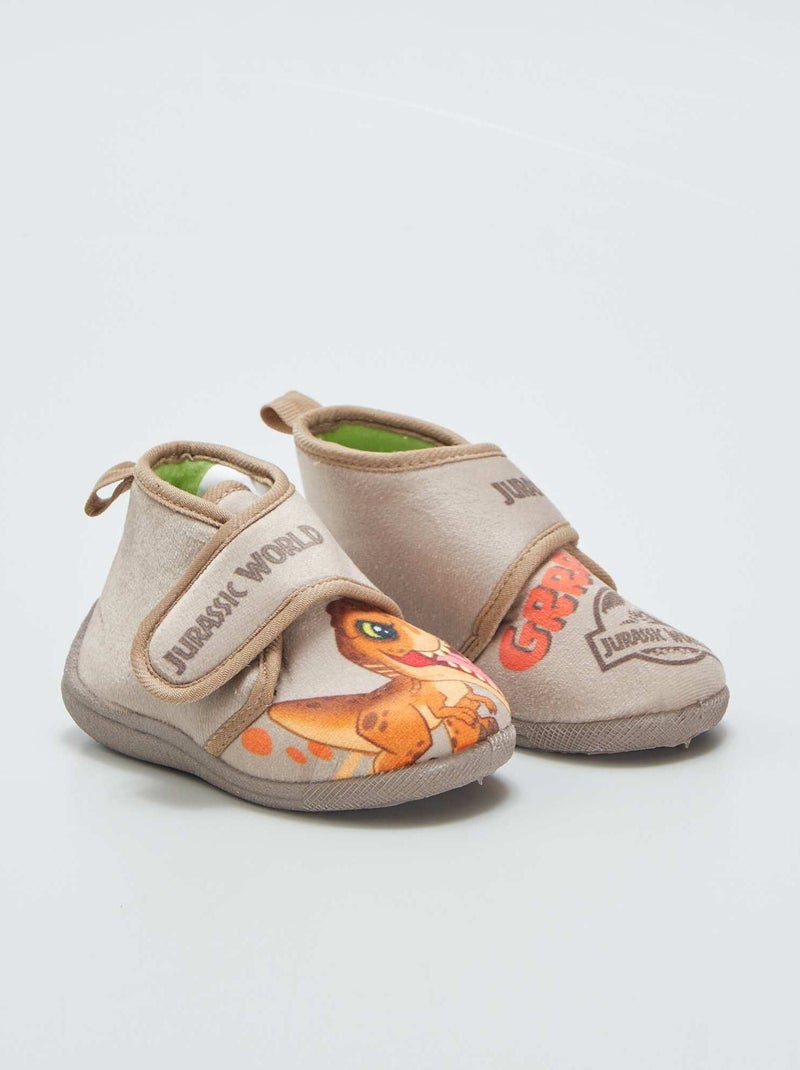 Pantufas subidas com velcro 'Mundo Jurássico' CASTANHO - Kiabi