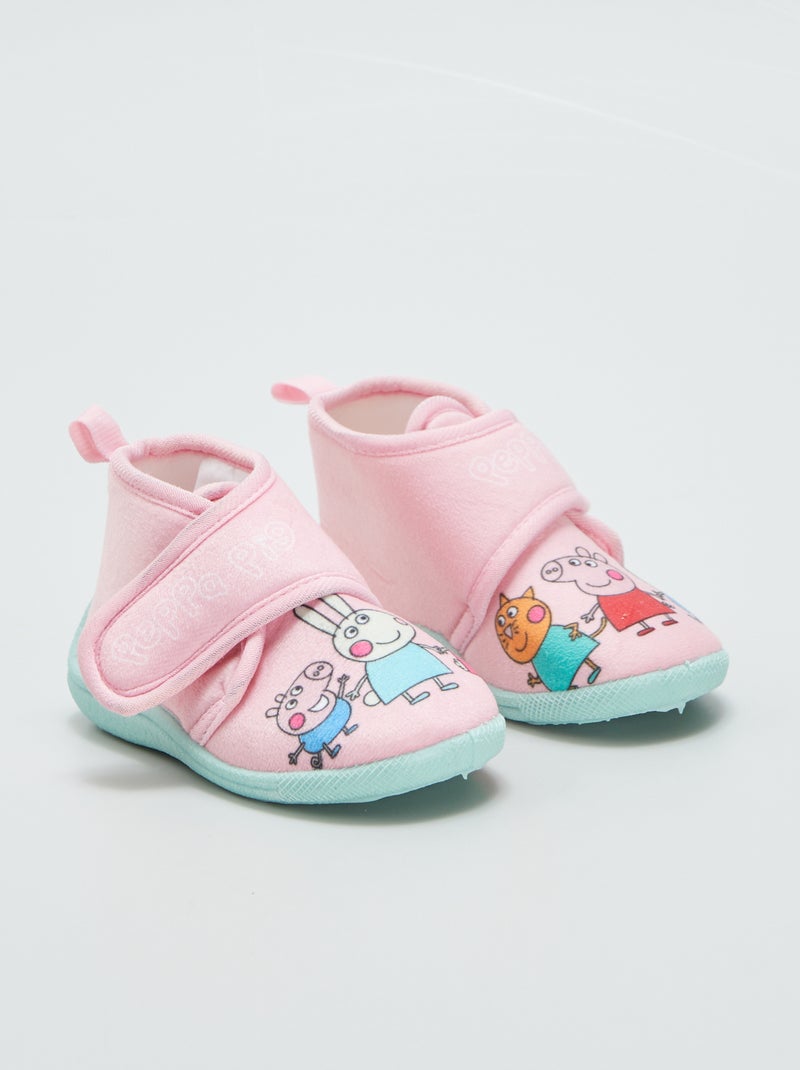 Pantufas subidas com velcro 'Porquinha Peppa' ROSA - Kiabi