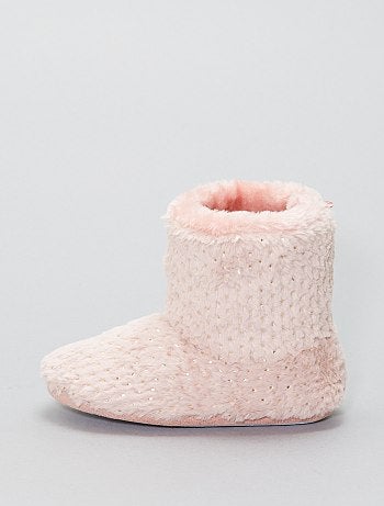 Pantufas subidas em malha de peluche - Kiabi