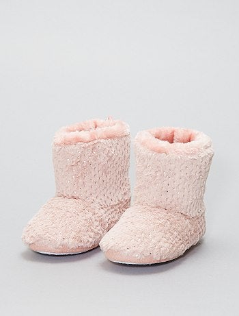 Pantufas subidas em malha de peluche - Kiabi
