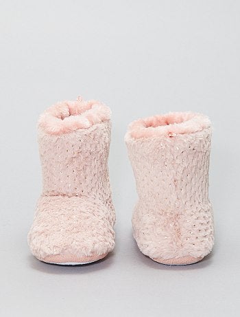 Pantufas subidas em malha de peluche - Kiabi