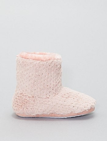 Pantufas subidas em malha de peluche - Kiabi