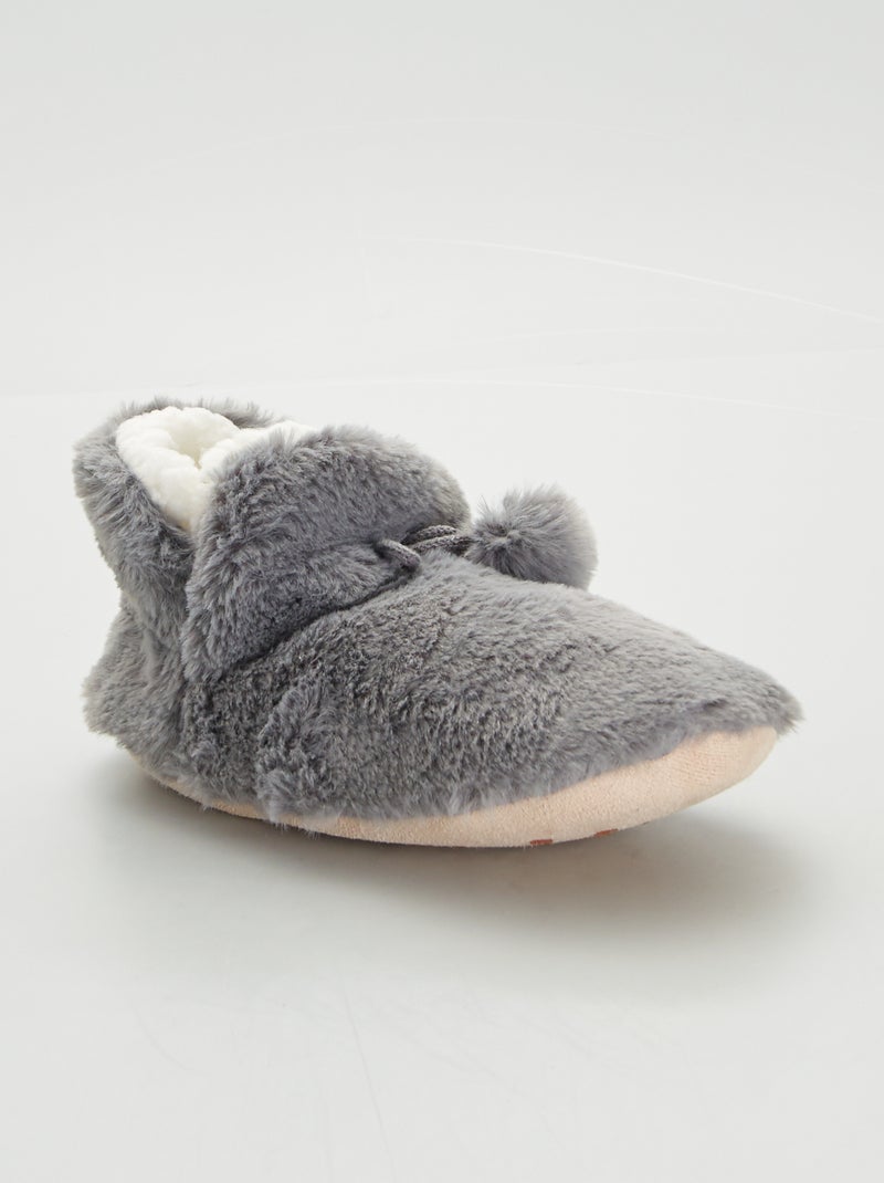 Pantufas subidas em malha suave CINZA - Kiabi
