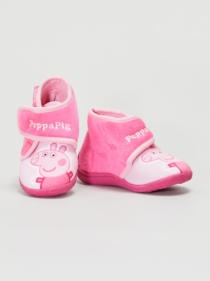 Pantufas subidas em ratina suave 'Porquinha Peppa' Rosa - Kiabi