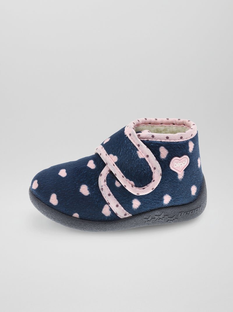 Pantufas subidas em veludo Azul - Kiabi