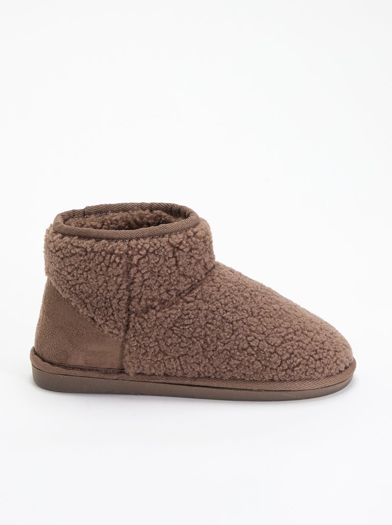 Pantufas tipo bota com efeito de pele de carneiro Castanho - Kiabi