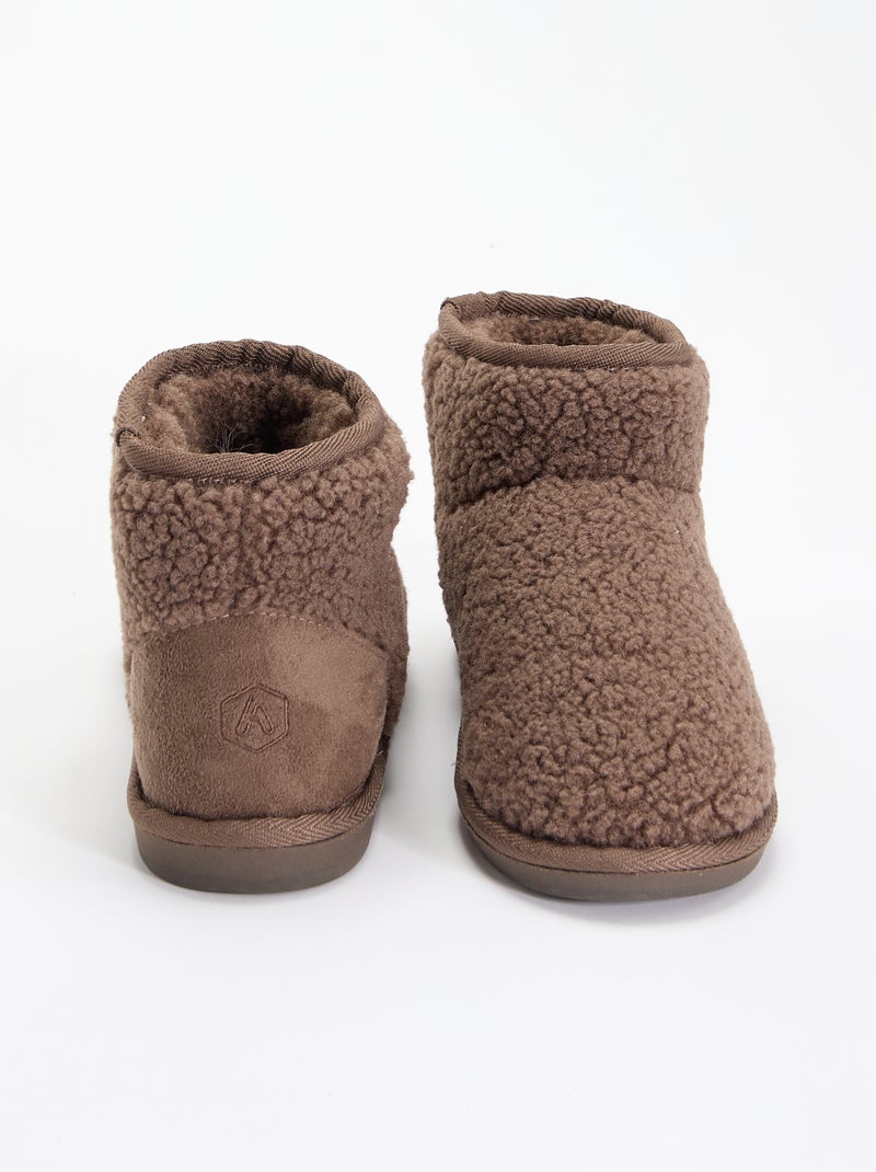 Pantufas tipo bota com efeito de pele de carneiro Castanho - Kiabi