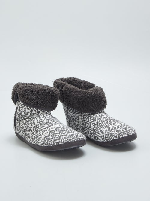 Pantufas tipo bota de malha jacquard - Kiabi
