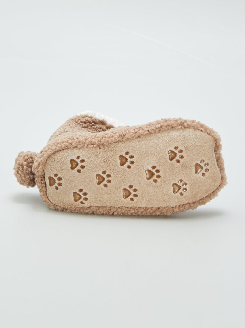 Pantufas tipo bota efeito lã de carneiro CASTANHO - Kiabi