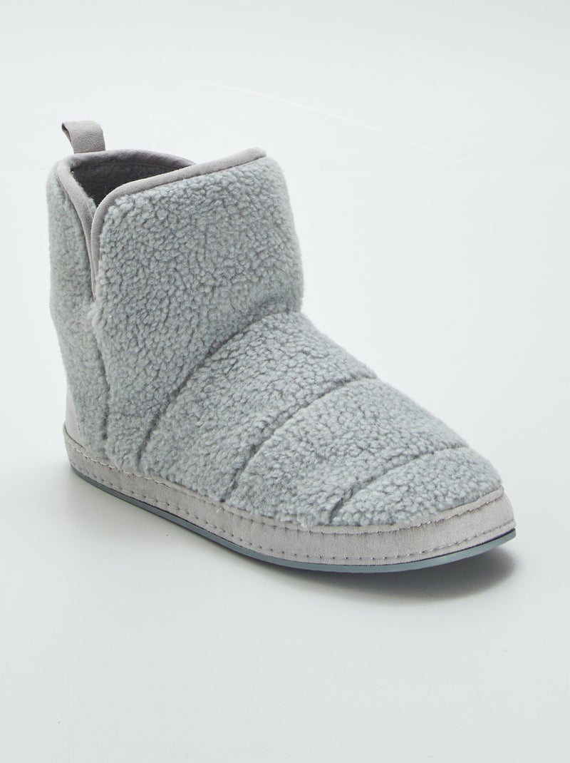 Pantufas tipo bota efeito lã de carneiro CINZA - Kiabi