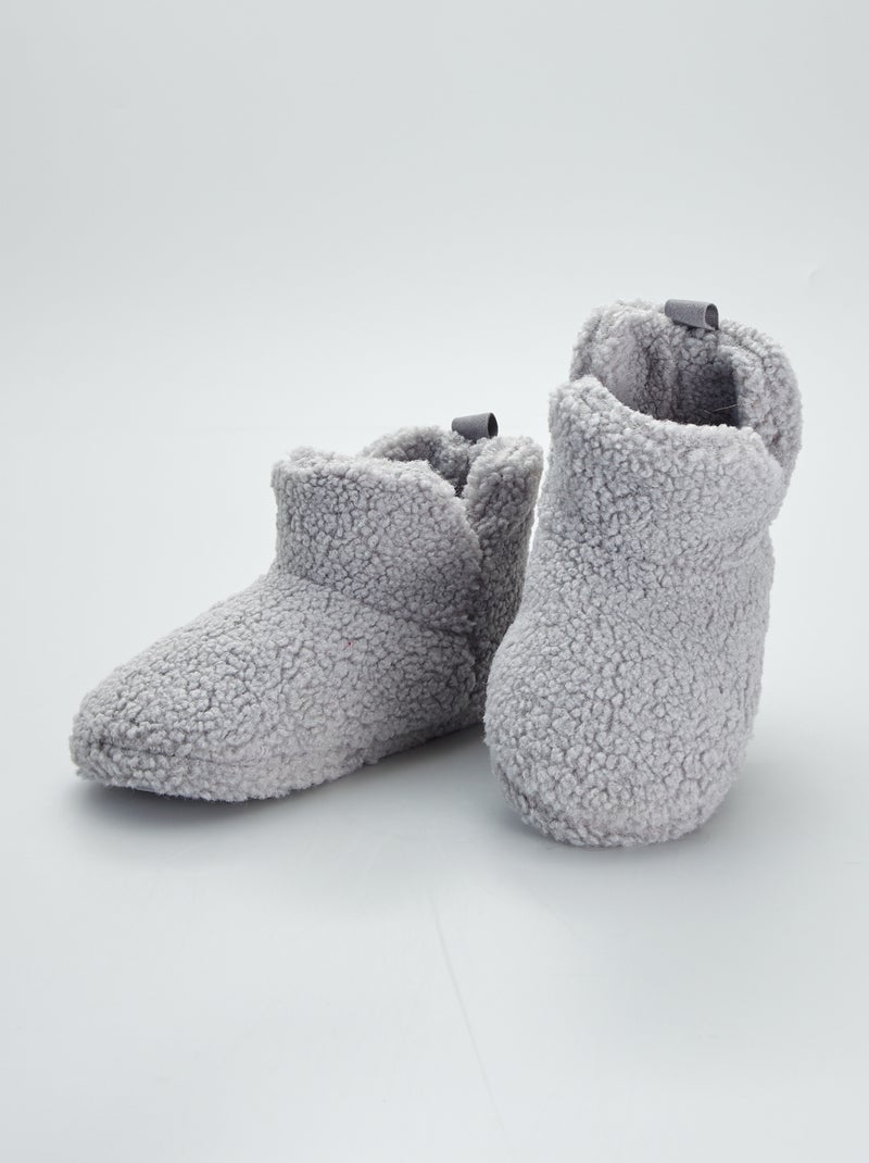 Pantufas tipo bota efeito lã de carneiro Cinza - Kiabi