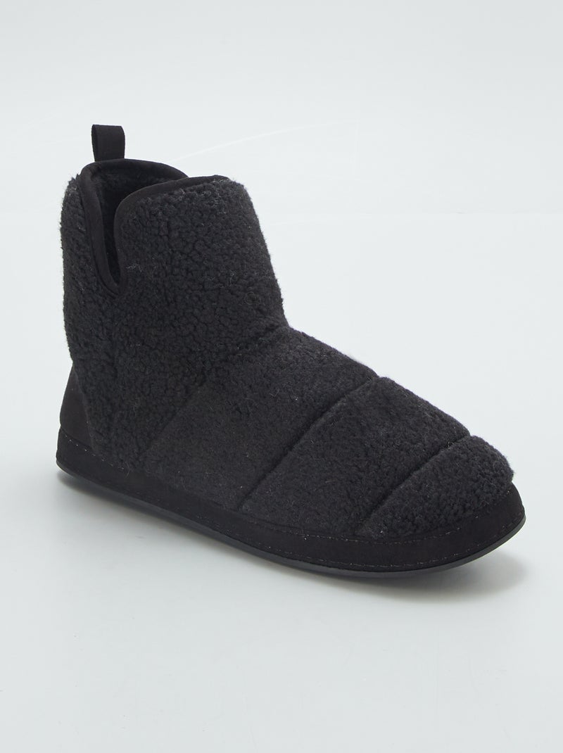 Pantufas tipo bota efeito lã de carneiro PRETO - Kiabi