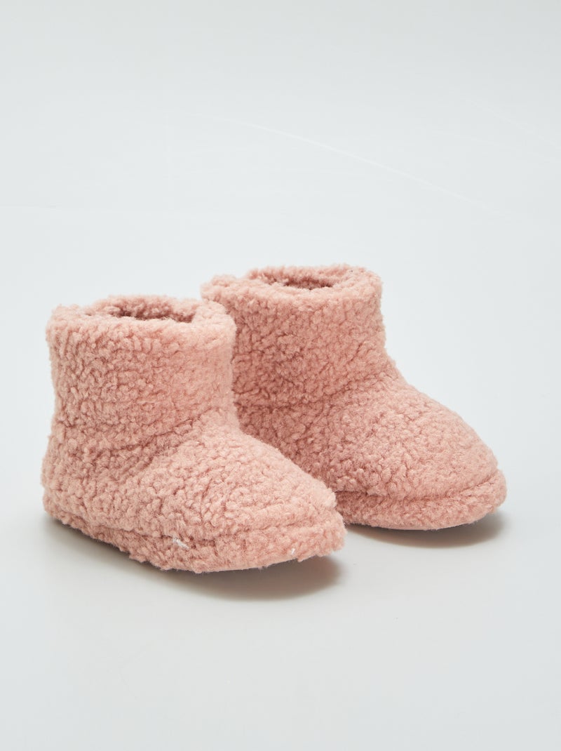 Pantufas tipo bota efeito lã de carneiro ROSA - Kiabi