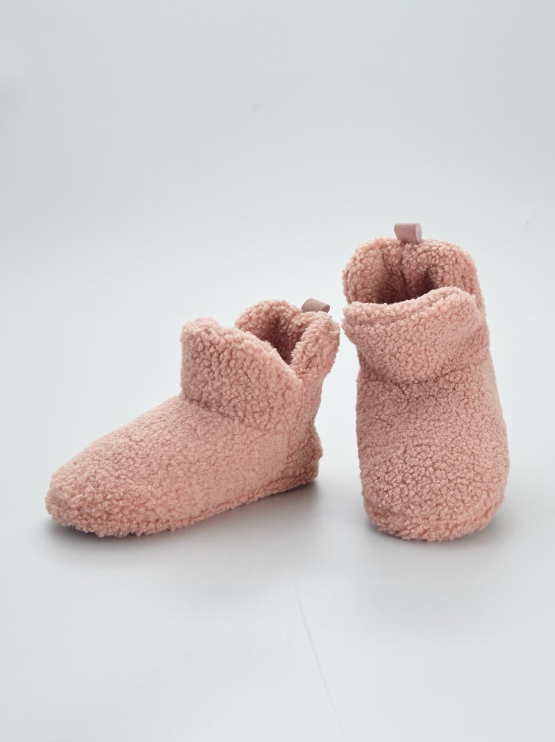 Pantufas tipo bota efeito lã de carneiro Rosa - Kiabi