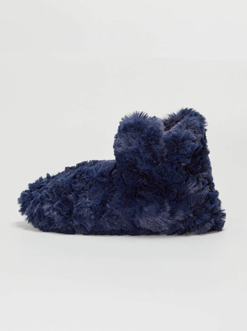 Pantufas tipo bota em malha peluche Preto - Kiabi