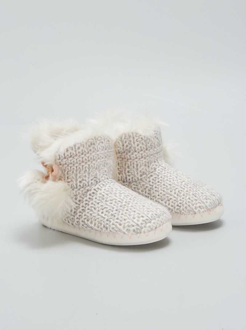 Pantufas tipo bota forradas BEGE - Kiabi