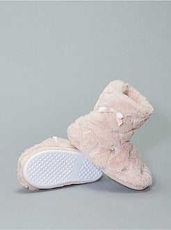 Pantufas tipo bota forradas com lantejoulas - Kiabi