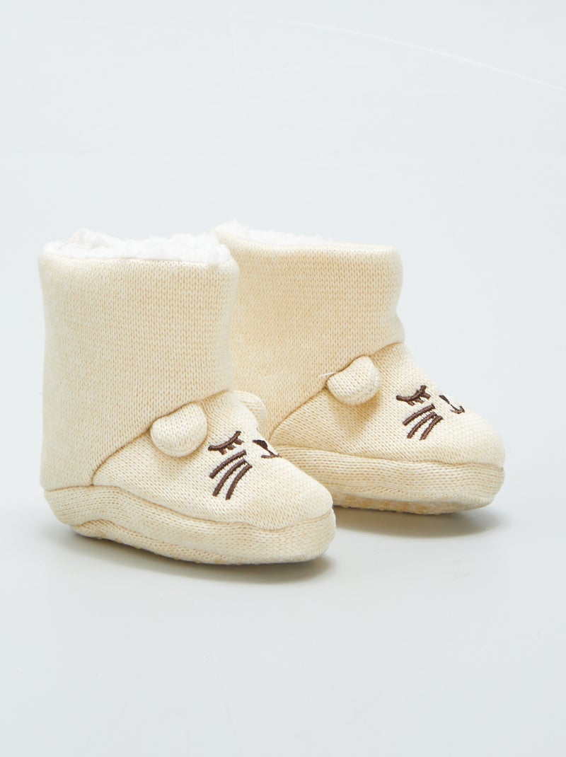 Pantufas tipo bota forradas 'urso' BEGE - Kiabi