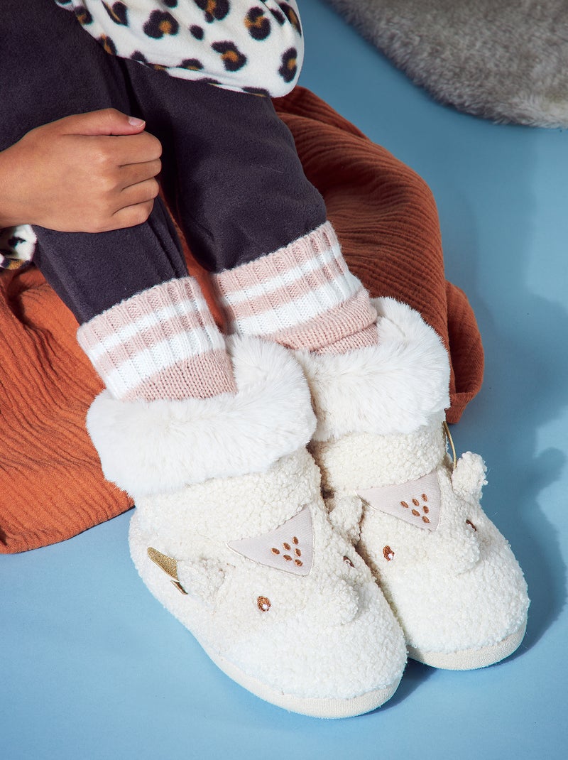 Pantufas tipo bota 'rena de Natal' BEGE - Kiabi